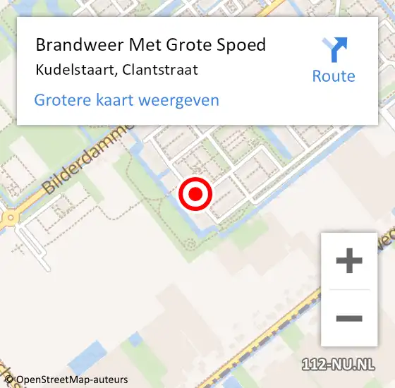 Locatie op kaart van de 112 melding: Brandweer Met Grote Spoed Naar Kudelstaart, Clantstraat op 9 november 2021 00:18