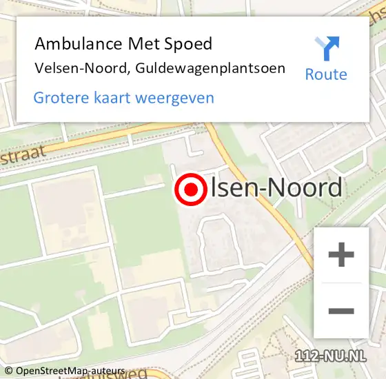 Locatie op kaart van de 112 melding: Ambulance Met Spoed Naar Velsen-Noord, Guldewagenplantsoen op 9 november 2021 00:28