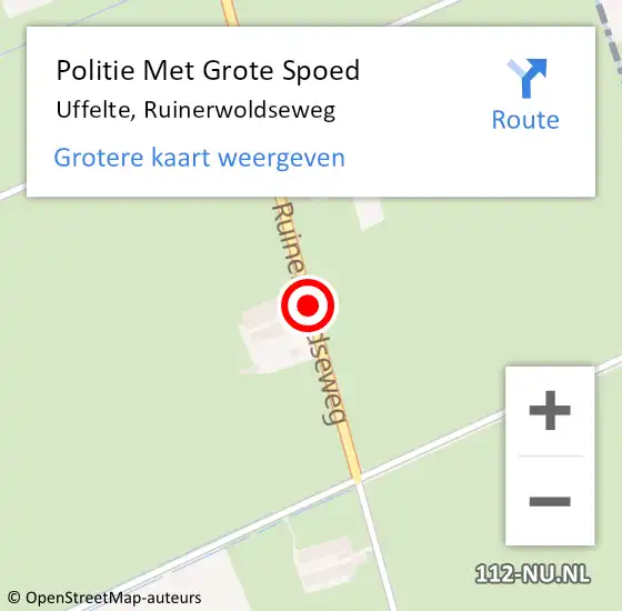 Locatie op kaart van de 112 melding: Politie Met Grote Spoed Naar Uffelte, Ruinerwoldseweg op 9 november 2021 00:31