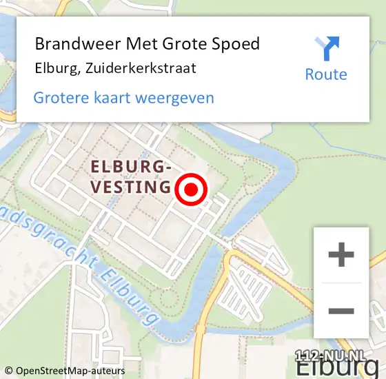 Locatie op kaart van de 112 melding: Brandweer Met Grote Spoed Naar Elburg, Zuiderkerkstraat op 9 november 2021 00:49