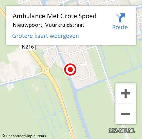 Locatie op kaart van de 112 melding: Ambulance Met Grote Spoed Naar Nieuwpoort, Vuurkruidstraat op 9 november 2021 01:02