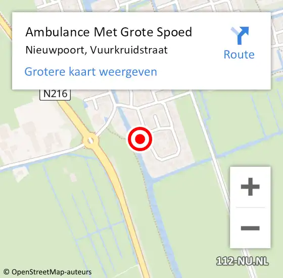 Locatie op kaart van de 112 melding: Ambulance Met Grote Spoed Naar Nieuwpoort, Vuurkruidstraat op 9 november 2021 01:04