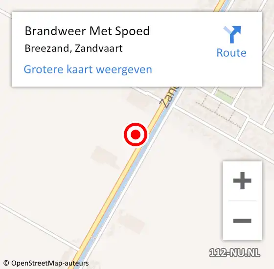 Locatie op kaart van de 112 melding: Brandweer Met Spoed Naar Breezand, Zandvaart op 9 november 2021 02:30