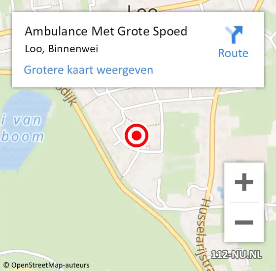 Locatie op kaart van de 112 melding: Ambulance Met Grote Spoed Naar Loo, Binnenwei op 9 november 2021 03:49