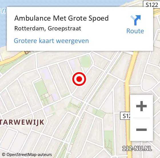 Locatie op kaart van de 112 melding: Ambulance Met Grote Spoed Naar Rotterdam, Groepstraat op 9 november 2021 04:03
