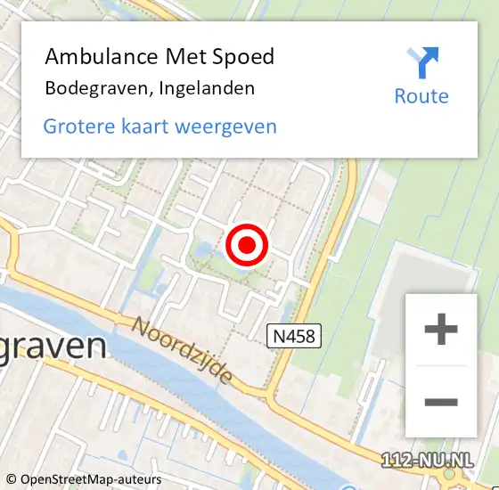 Locatie op kaart van de 112 melding: Ambulance Met Spoed Naar Bodegraven, Ingelanden op 9 november 2021 05:16