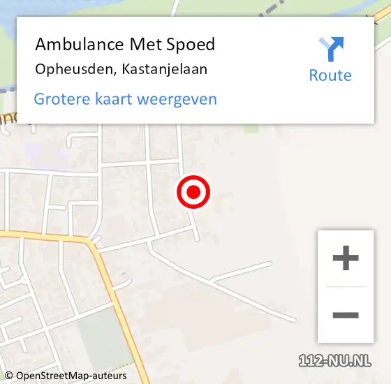 Locatie op kaart van de 112 melding: Ambulance Met Spoed Naar Opheusden, Kastanjelaan op 9 november 2021 06:19