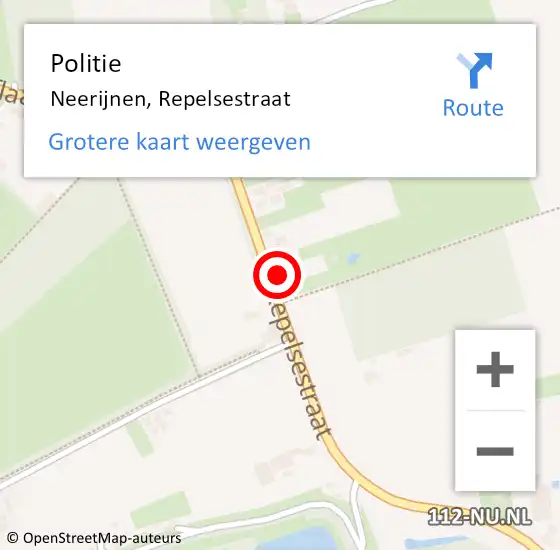 Locatie op kaart van de 112 melding: Politie Neerijnen, Repelsestraat op 9 november 2021 06:21