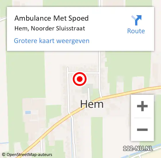 Locatie op kaart van de 112 melding: Ambulance Met Spoed Naar Hem, Noorder Sluisstraat op 9 november 2021 06:51