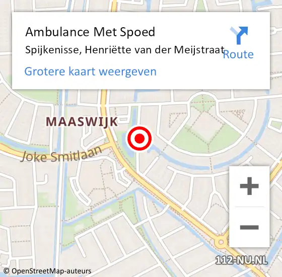 Locatie op kaart van de 112 melding: Ambulance Met Spoed Naar Spijkenisse, Henriëtte van der Meijstraat op 9 november 2021 07:30