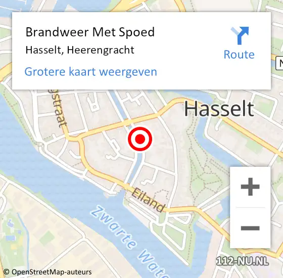 Locatie op kaart van de 112 melding: Brandweer Met Spoed Naar Hasselt, Heerengracht op 9 november 2021 08:00