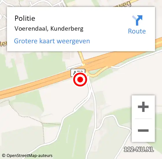 Locatie op kaart van de 112 melding: Politie Voerendaal, Kunderberg op 9 november 2021 08:03