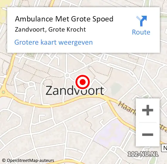 Locatie op kaart van de 112 melding: Ambulance Met Grote Spoed Naar Zandvoort, Grote Krocht op 9 november 2021 08:22