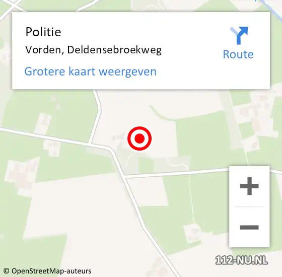 Locatie op kaart van de 112 melding: Politie Vorden, Deldensebroekweg op 9 november 2021 08:30