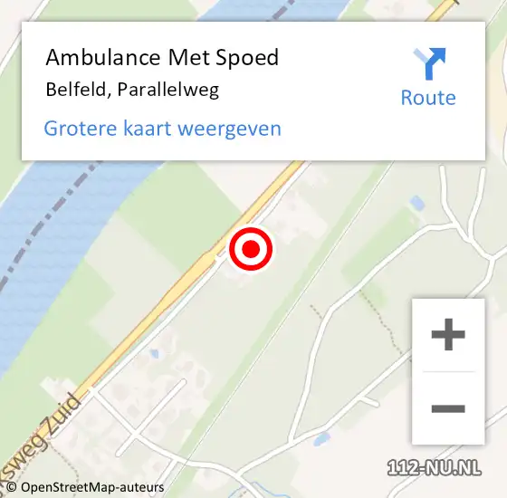 Locatie op kaart van de 112 melding: Ambulance Met Spoed Naar Belfeld, Parallelweg op 9 november 2021 08:40