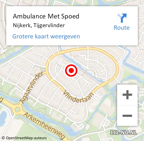 Locatie op kaart van de 112 melding: Ambulance Met Spoed Naar Nijkerk, Tijgervlinder op 9 november 2021 08:47