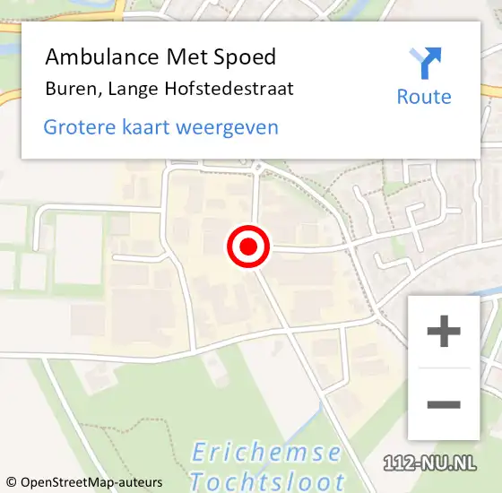 Locatie op kaart van de 112 melding: Ambulance Met Spoed Naar Buren, Lange Hofstedestraat op 9 november 2021 08:47