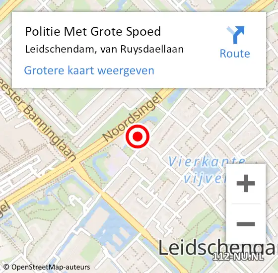 Locatie op kaart van de 112 melding: Politie Met Grote Spoed Naar Leidschendam, van Ruysdaellaan op 9 november 2021 08:52