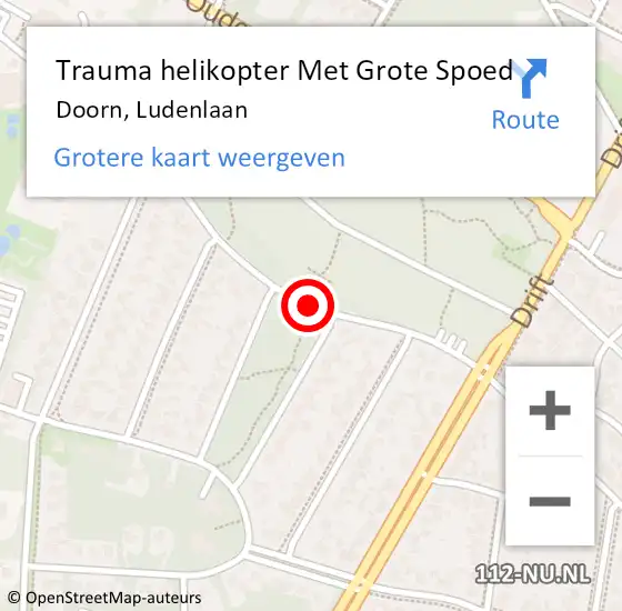 Locatie op kaart van de 112 melding: Trauma helikopter Met Grote Spoed Naar Doorn, Ludenlaan op 9 november 2021 08:53