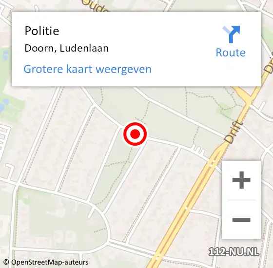 Locatie op kaart van de 112 melding: Politie Doorn, Ludenlaan op 9 november 2021 08:53