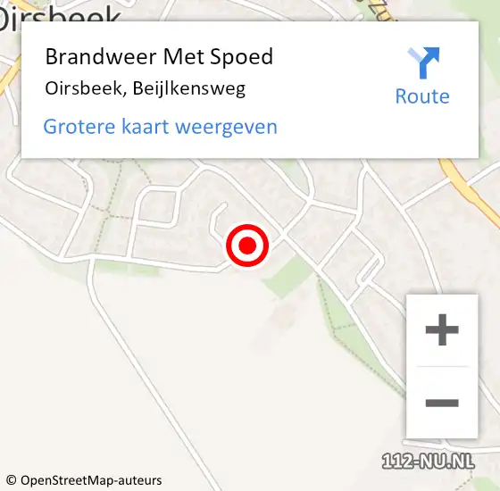 Locatie op kaart van de 112 melding: Brandweer Met Spoed Naar Oirsbeek, Beijlkensweg op 9 november 2021 08:57