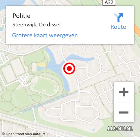 Locatie op kaart van de 112 melding: Politie Steenwijk, De dissel op 9 november 2021 09:07