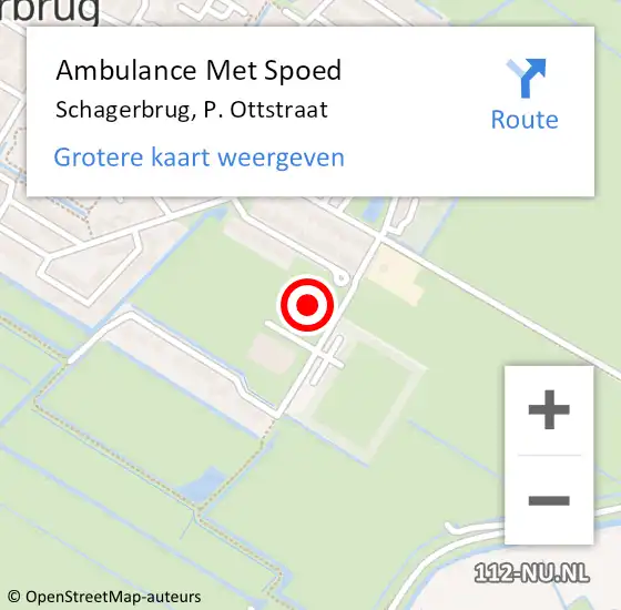 Locatie op kaart van de 112 melding: Ambulance Met Spoed Naar Schagerbrug, P. Ottstraat op 9 november 2021 09:09