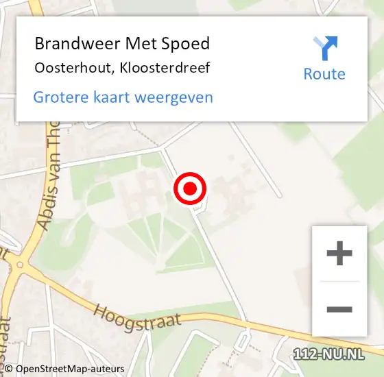 Locatie op kaart van de 112 melding: Brandweer Met Spoed Naar Oosterhout, Kloosterdreef op 9 november 2021 09:32