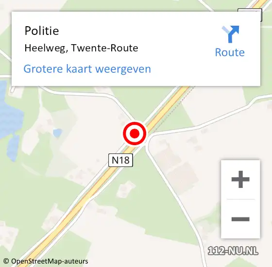 Locatie op kaart van de 112 melding: Politie Heelweg, Twente-Route op 9 november 2021 10:06