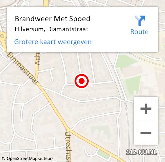 Locatie op kaart van de 112 melding: Brandweer Met Spoed Naar Hilversum, Diamantstraat op 9 november 2021 10:20