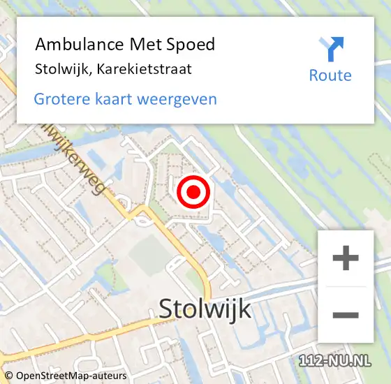 Locatie op kaart van de 112 melding: Ambulance Met Spoed Naar Stolwijk, Karekietstraat op 9 november 2021 11:46