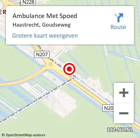 Locatie op kaart van de 112 melding: Ambulance Met Spoed Naar Haastrecht, Goudseweg op 9 november 2021 12:00