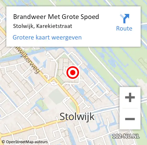 Locatie op kaart van de 112 melding: Brandweer Met Grote Spoed Naar Stolwijk, Karekietstraat op 9 november 2021 12:03