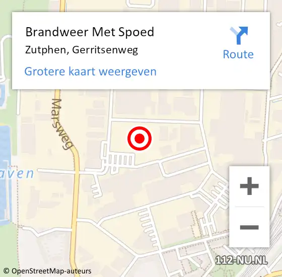 Locatie op kaart van de 112 melding: Brandweer Met Spoed Naar Zutphen, Gerritsenweg op 9 november 2021 12:06