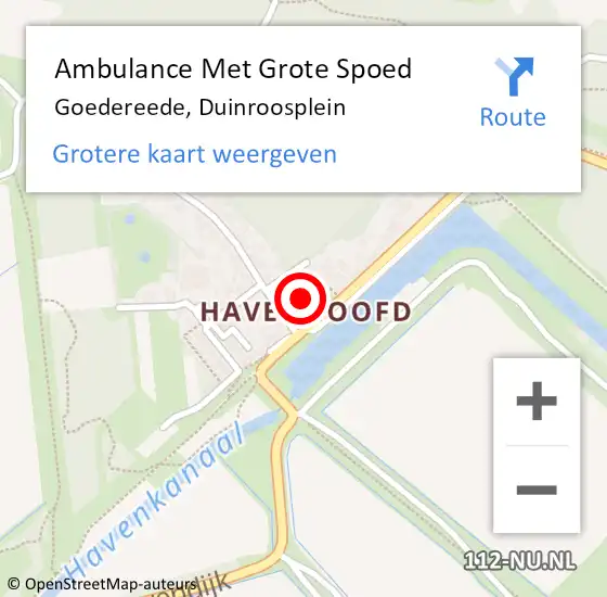 Locatie op kaart van de 112 melding: Ambulance Met Grote Spoed Naar Goedereede, Duinroosplein op 9 november 2021 12:08