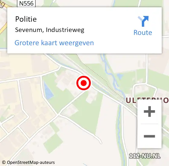 Locatie op kaart van de 112 melding: Politie Sevenum, Industrieweg op 9 november 2021 12:13