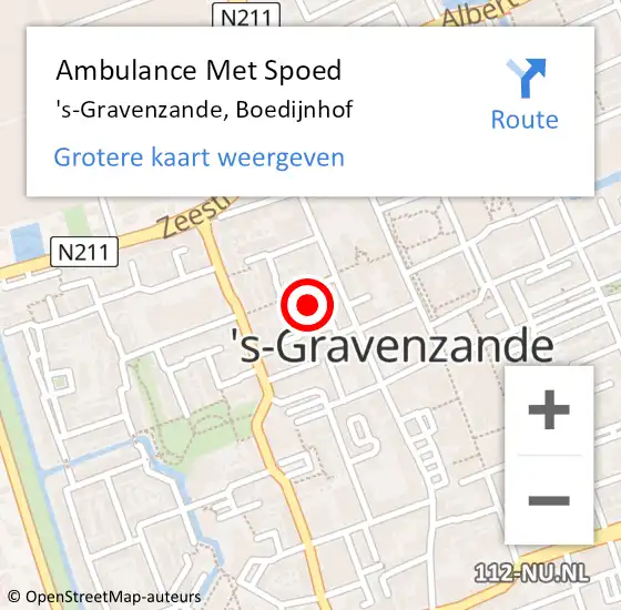 Locatie op kaart van de 112 melding: Ambulance Met Spoed Naar 's-Gravenzande, Boedijnhof op 9 november 2021 12:13