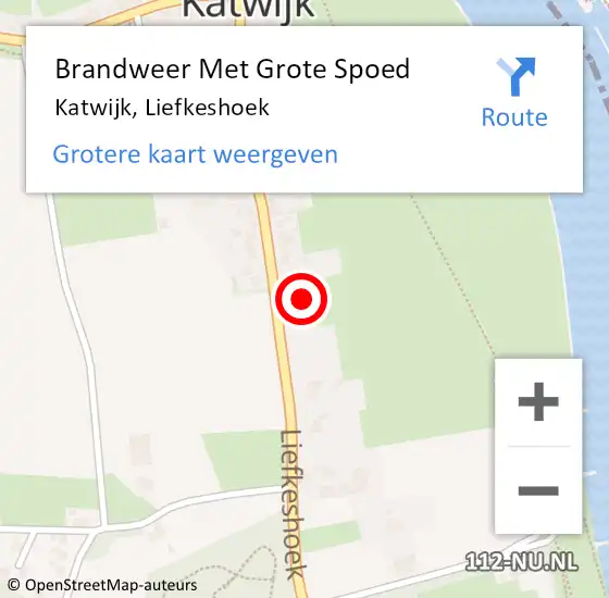 Locatie op kaart van de 112 melding: Brandweer Met Grote Spoed Naar Katwijk, Liefkeshoek op 9 november 2021 12:18