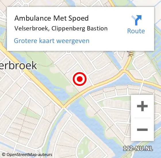 Locatie op kaart van de 112 melding: Ambulance Met Spoed Naar Velserbroek, Clippenberg Bastion op 9 november 2021 12:27