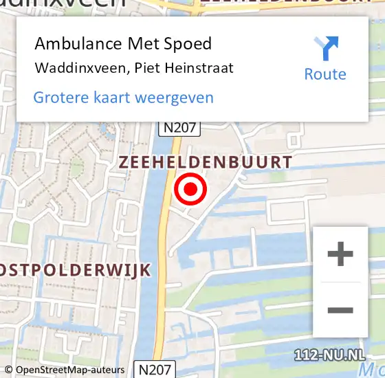 Locatie op kaart van de 112 melding: Ambulance Met Spoed Naar Waddinxveen, Piet Heinstraat op 9 november 2021 12:47