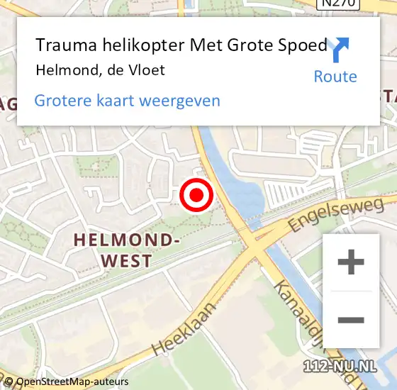 Locatie op kaart van de 112 melding: Trauma helikopter Met Grote Spoed Naar Helmond, de Vloet op 9 november 2021 12:54