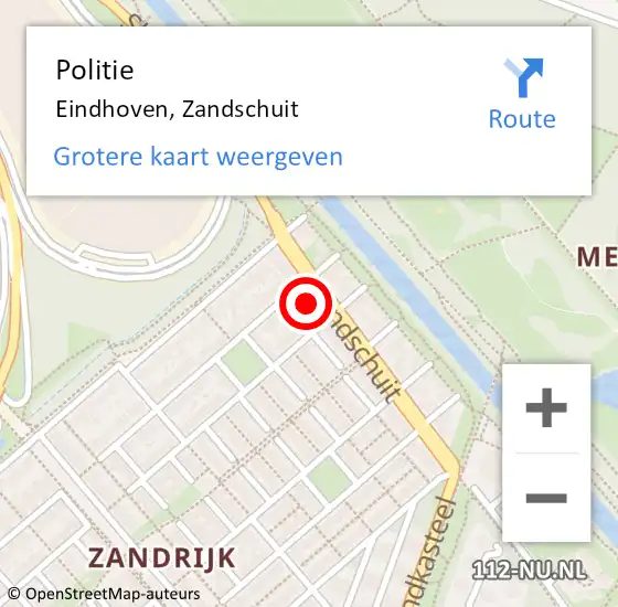 Locatie op kaart van de 112 melding: Politie Eindhoven, Zandschuit op 9 november 2021 13:30