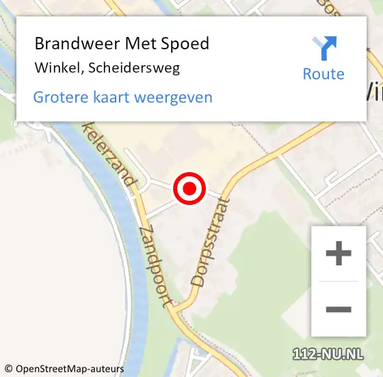 Locatie op kaart van de 112 melding: Brandweer Met Spoed Naar Winkel, Scheidersweg op 9 november 2021 13:39