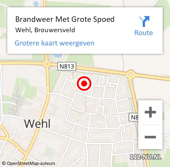 Locatie op kaart van de 112 melding: Brandweer Met Grote Spoed Naar Wehl, Brouwersveld op 9 november 2021 13:49