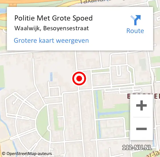 Locatie op kaart van de 112 melding: Politie Met Grote Spoed Naar Waalwijk, Besoyensestraat op 9 november 2021 13:51