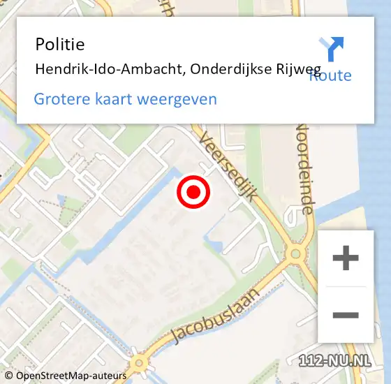 Locatie op kaart van de 112 melding: Politie Hendrik-Ido-Ambacht, Onderdijkse Rijweg op 9 november 2021 14:21