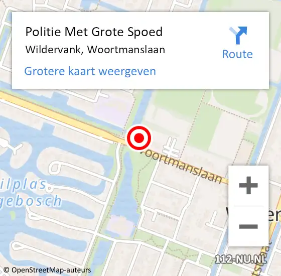 Locatie op kaart van de 112 melding: Politie Met Grote Spoed Naar Wildervank, Woortmanslaan op 9 november 2021 14:26