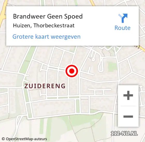 Locatie op kaart van de 112 melding: Brandweer Geen Spoed Naar Huizen, Thorbeckestraat op 9 november 2021 14:29