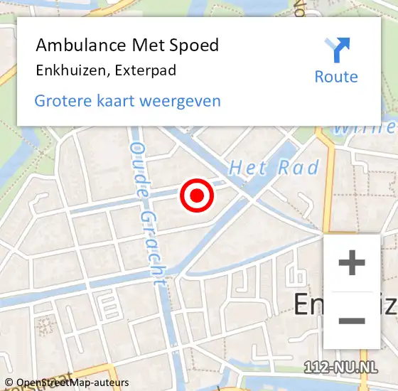 Locatie op kaart van de 112 melding: Ambulance Met Spoed Naar Enkhuizen, Exterpad op 9 november 2021 14:31