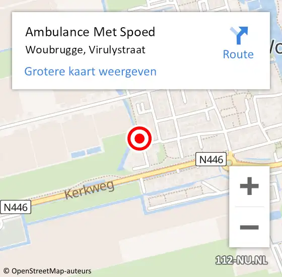 Locatie op kaart van de 112 melding: Ambulance Met Spoed Naar Woubrugge, Virulystraat op 9 november 2021 14:36